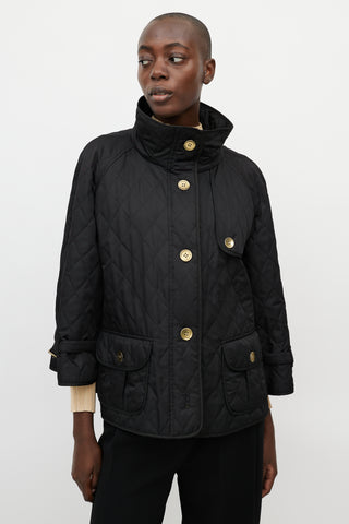 Burberry Black Quilted Three Quarter Sleeve Jacket