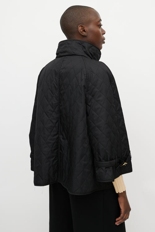 Burberry Black Quilted Three Quarter Sleeve Jacket