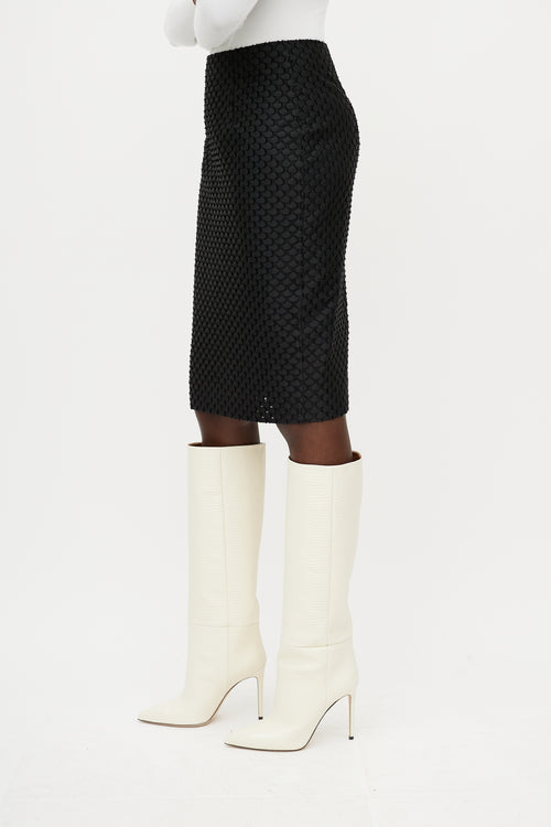 Burberry Black Textured Midi Pencil Skirt