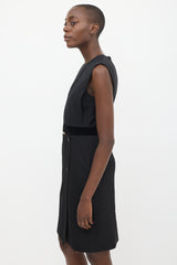Burberry Black Silk Pleated Wrap Dress