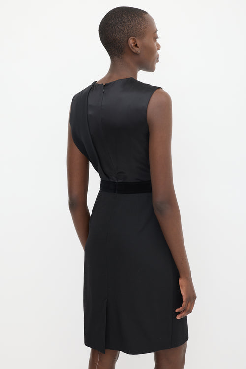 Burberry Black Silk Pleated Wrap Dress