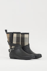 Burberry Black & Multicolour Nova Check Studded Rubber Boot