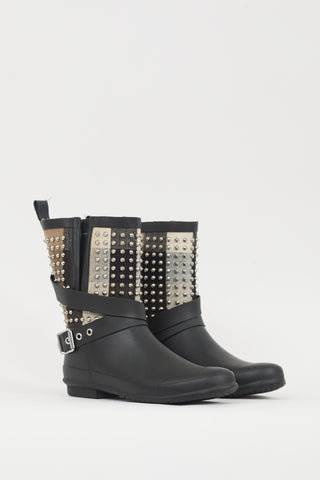 Burberry Black & Multicolour Nova Check Studded Rubber Boot