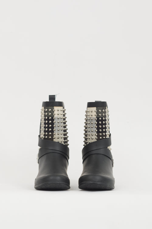 Burberry Black & Multicolour Nova Check Studded Rubber Boot