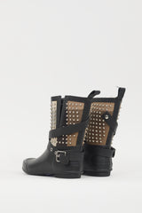 Burberry Black & Multicolour Nova Check Studded Rubber Boot