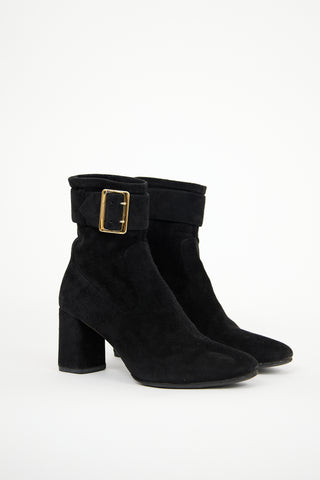 Burberry Black Suede Heeled Sock Boot