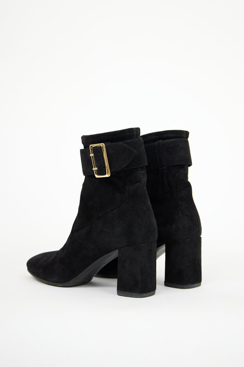 Burberry Black Suede Heeled Sock Boot