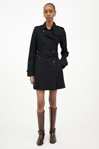 Burberry Black Cotton Short Trench Coat