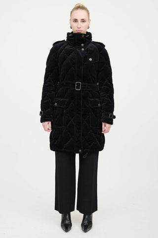 Burberry Velour Quilted Down Coat