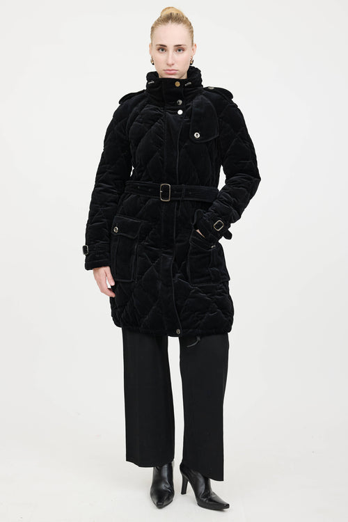 Burberry Velour Quilted Down Coat