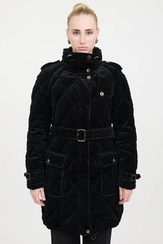 Burberry Velour Quilted Down Coat