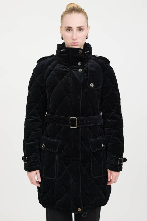 Burberry Velour Quilted Down Coat