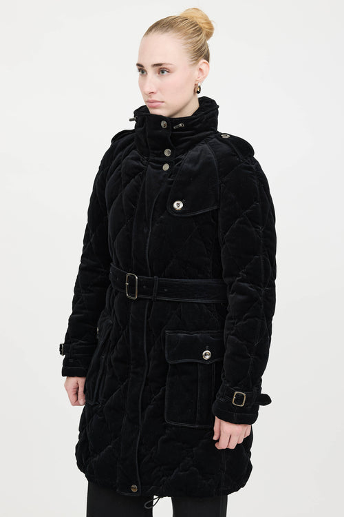 Burberry Velour Quilted Down Coat