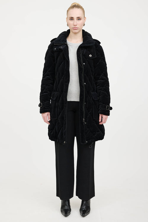 Burberry Velour Quilted Down Coat