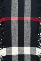 Burberry Black & White Plaid Fringe Scarf