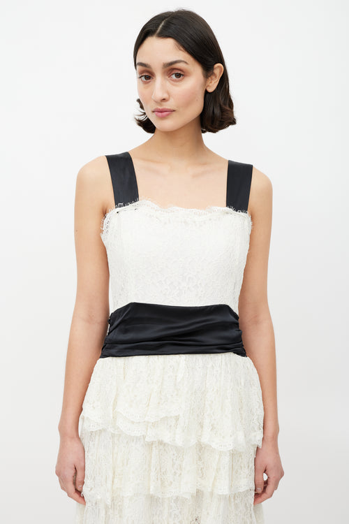 Burberry Black & White Ruffled Lace Dress