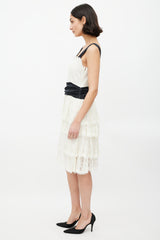 Burberry Black & White Ruffled Lace Dress