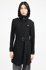 Burberry Black Wool Belted Coat