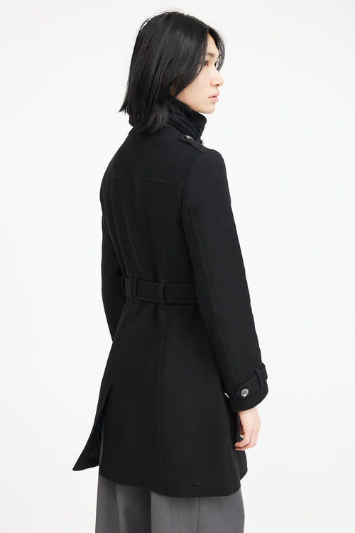 Burberry Black Wool Belted Coat