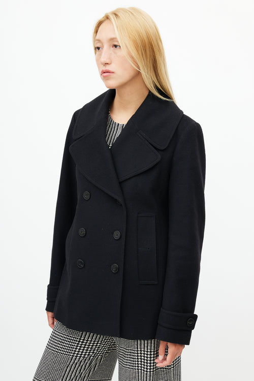 Burberry Black Wool Double Breasted Coat