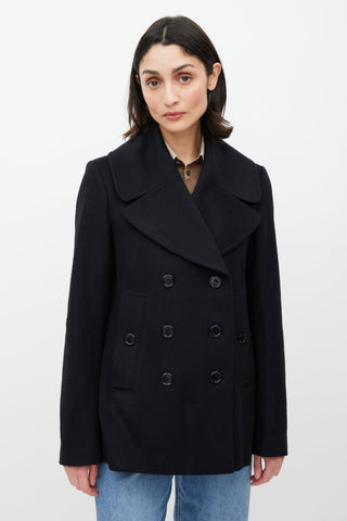 Burberry Black Wool Double Breasted Jacket