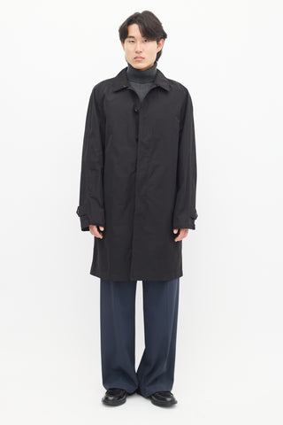 Burberry Black Wool Lined Mid Length Coat