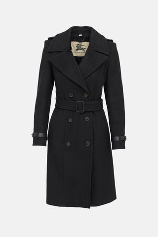 Burberry Wool Double Breasted Trench Coat