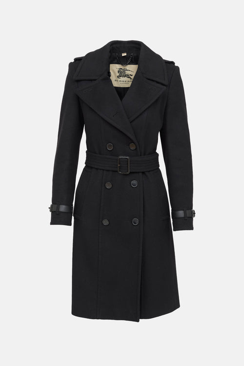 Burberry Wool Double Breasted Trench Coat