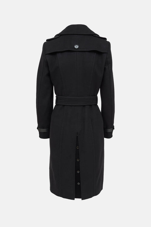 Burberry Wool Double Breasted Trench Coat