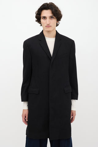 Burberry Black Wool Two Pocket Mid Length Coat