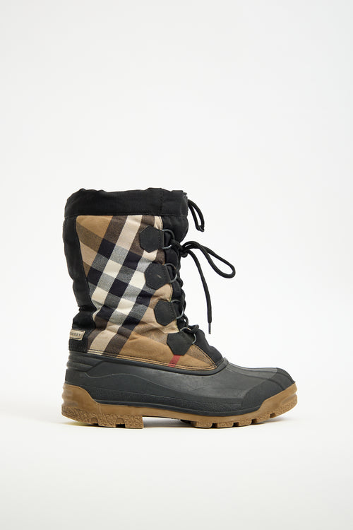 Burberry Black & Brown Nova Check Snow Boot