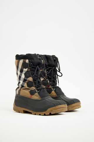 Burberry Black & Brown Nova Check Snow Boot