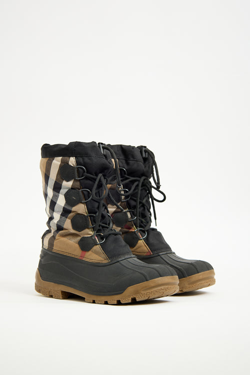 Burberry Black & Multi House Check Snow Boot