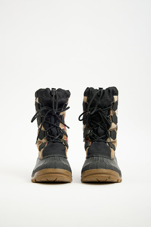 Burberry Black & Brown Nova Check Snow Boot