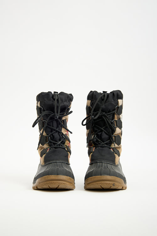 Burberry Black & Multi House Check Snow Boot