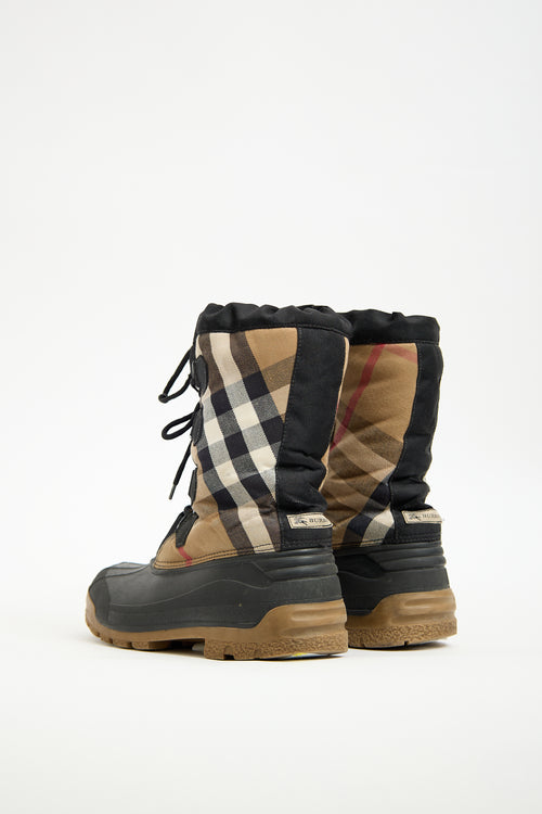 Burberry Black & Multi House Check Snow Boot