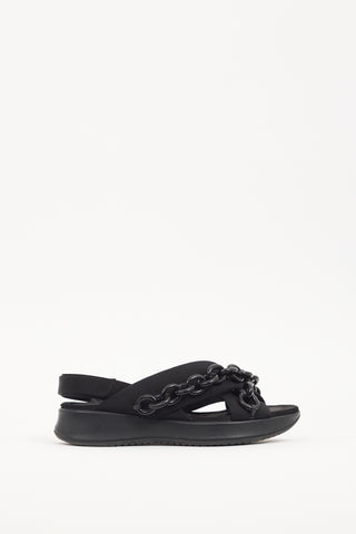 Burberry Black Criss Cross Chain Sandal