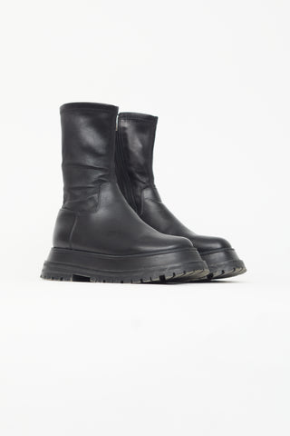 Burberry Black Leather Hurr Ankle Boot
