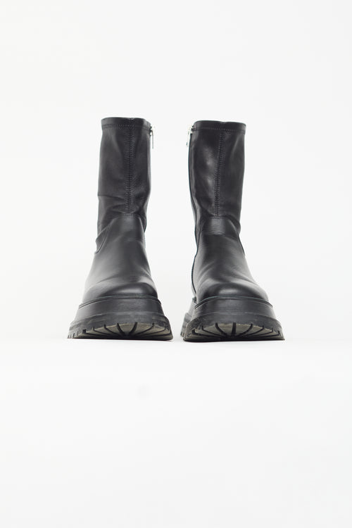 Burberry Black Leather Hurr Ankle Boot