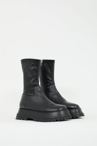 Burberry Black Leather Burr Boot