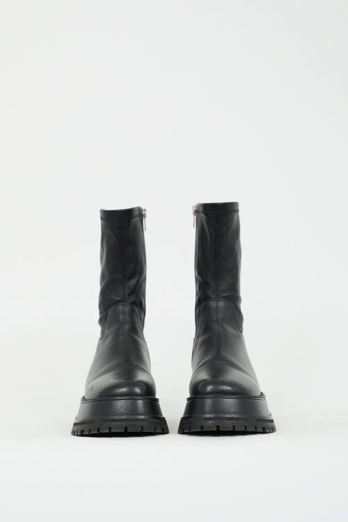 Burberry Black Leather Burr Boot