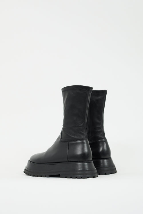 Burberry Black Leather Burr Boot