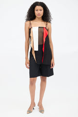 Burberry Black & Multi Silk Ruffle Sheer Top