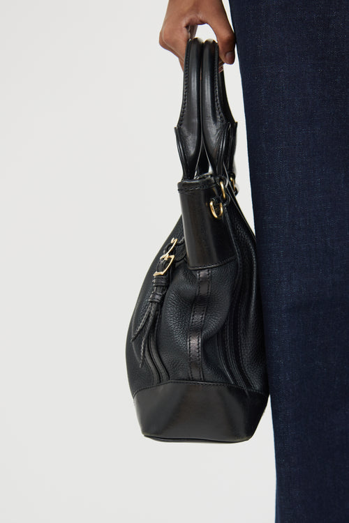 Burberry Black Bridle Whipstitch Tote Bag