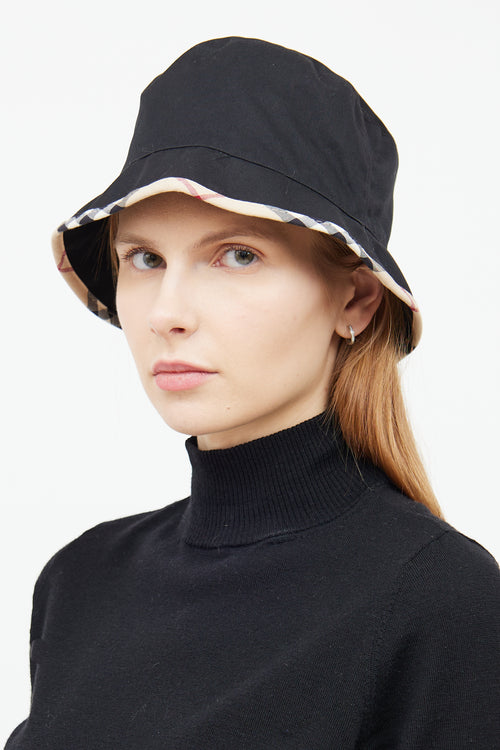 Burberry Black Check Trimmed Bucket Hat