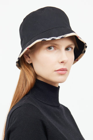 Burberry Black Check Trimmed Bucket Hat