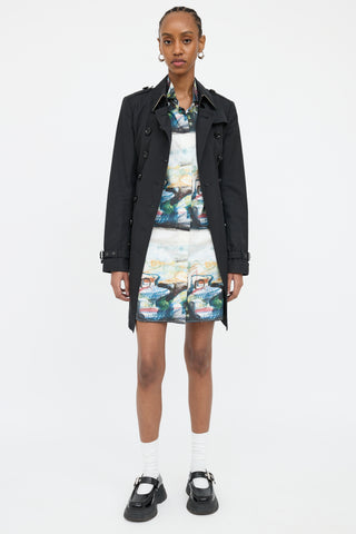 Burberry Black Doublebreasted Short Trench