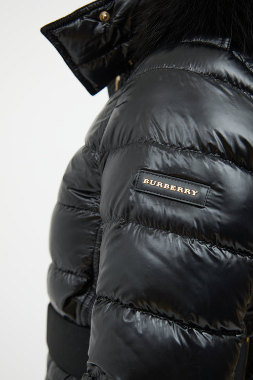 Burberry Black & Gold Down Puffer Coat