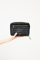 Burberry Black Leather Embossed Pouch