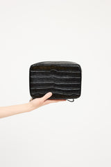 Burberry Black Leather Embossed Pouch